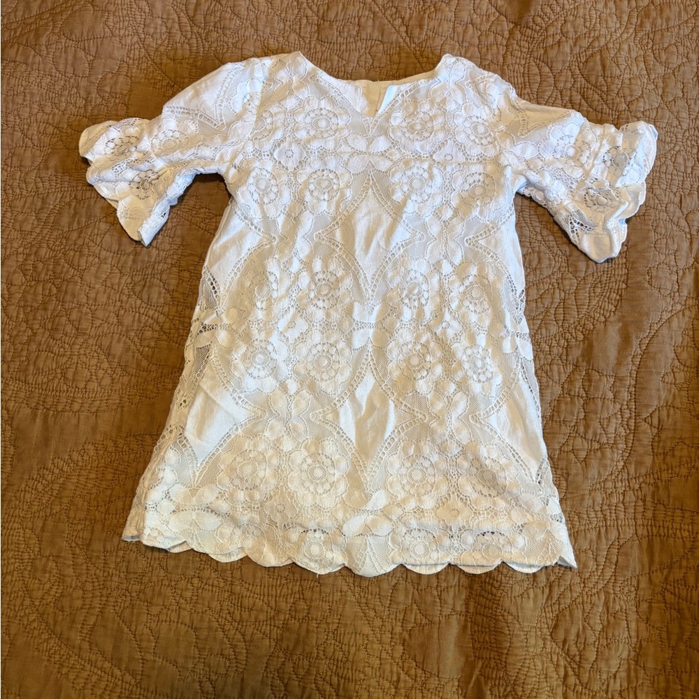Janie and Jack White Lace Dress with Ruffled Sleeves